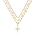 ela rae lina shooting starburst triple layer necklace pyrite 14k yellow gold plate