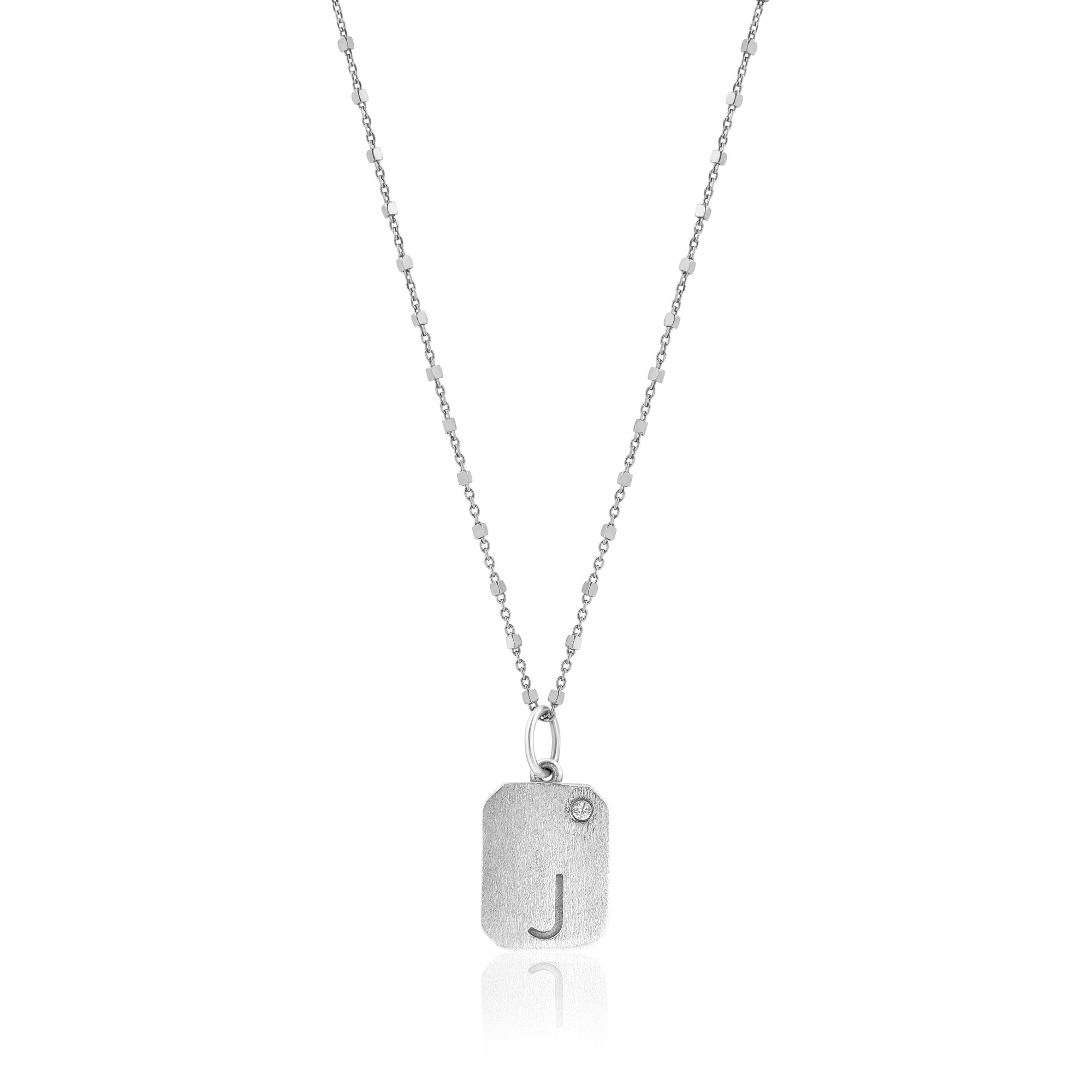 dog tag initial | black rhodium