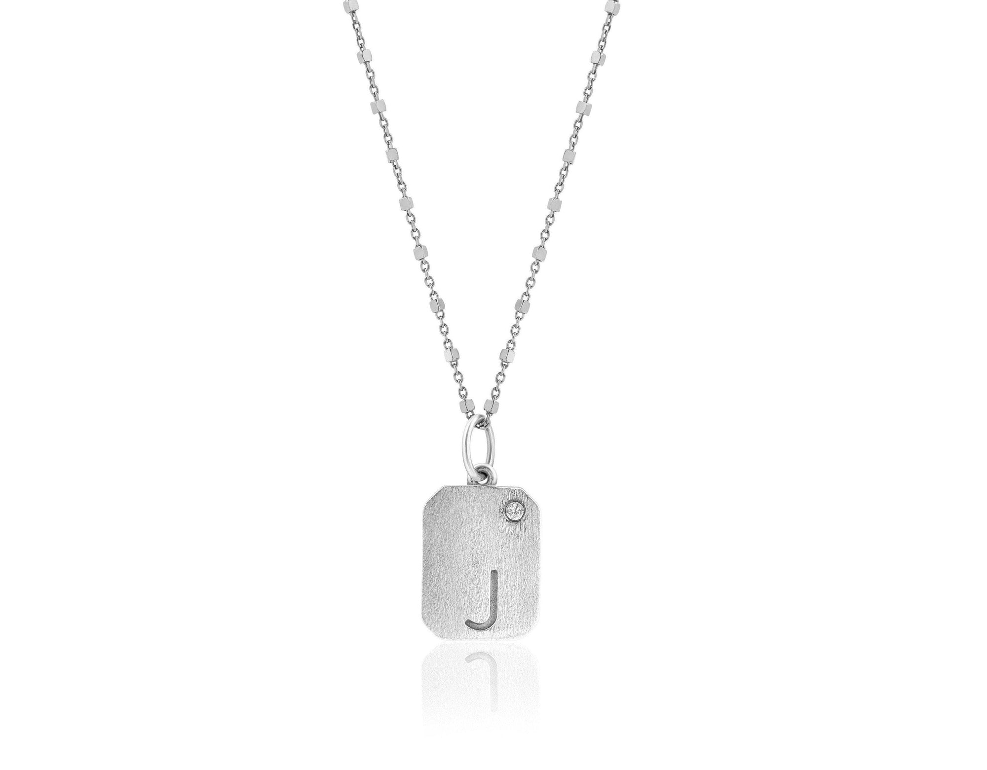 dog tag initial | black rhodium