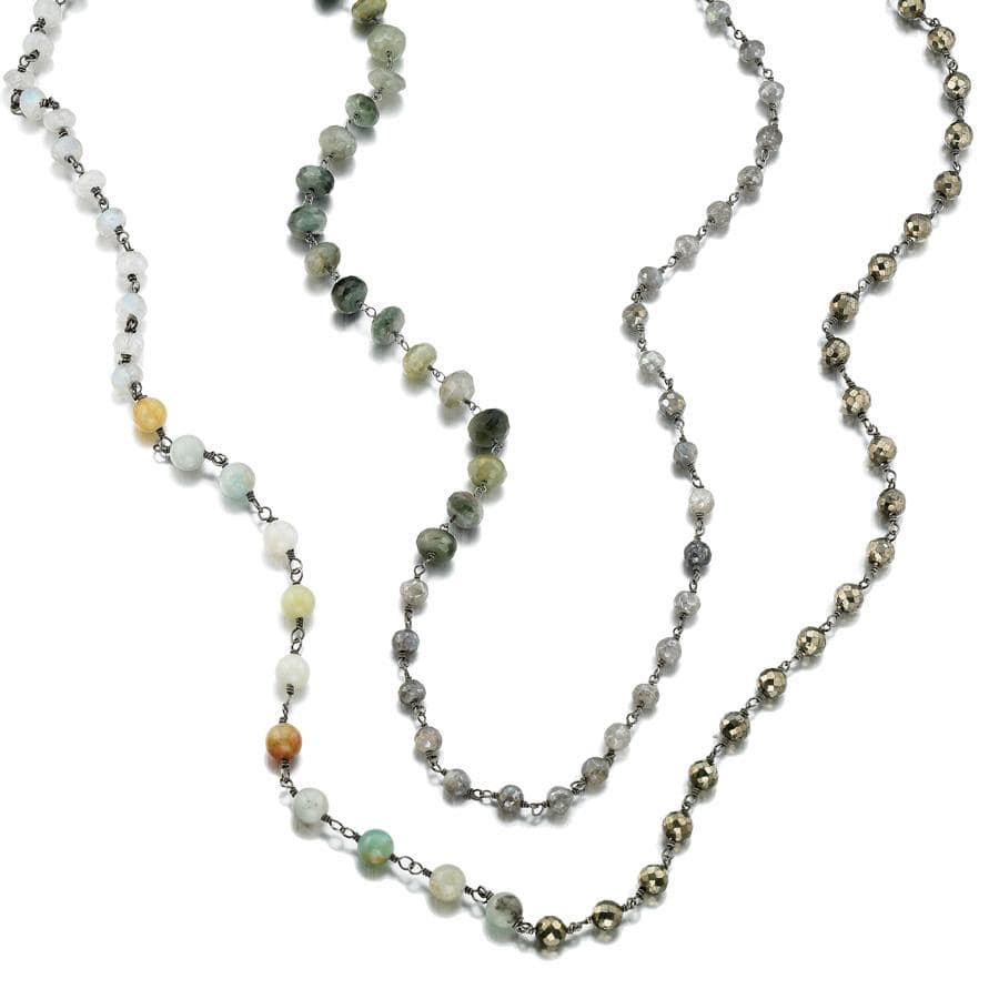 ela rae diana multicolor necklace catseye labradorite Peruvian opal pyrite sterling silver