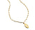 ela rae lara marquise charm necklace rectangle chain 14k yellow gold plate