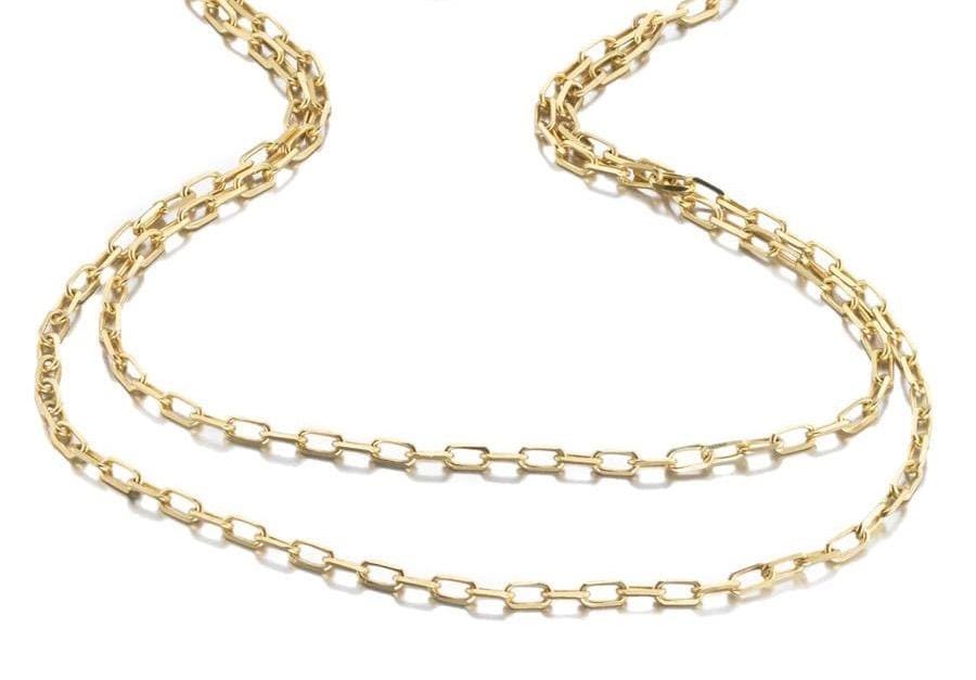 ela rae lina double rectangle chain necklace 14k yellow gold plate