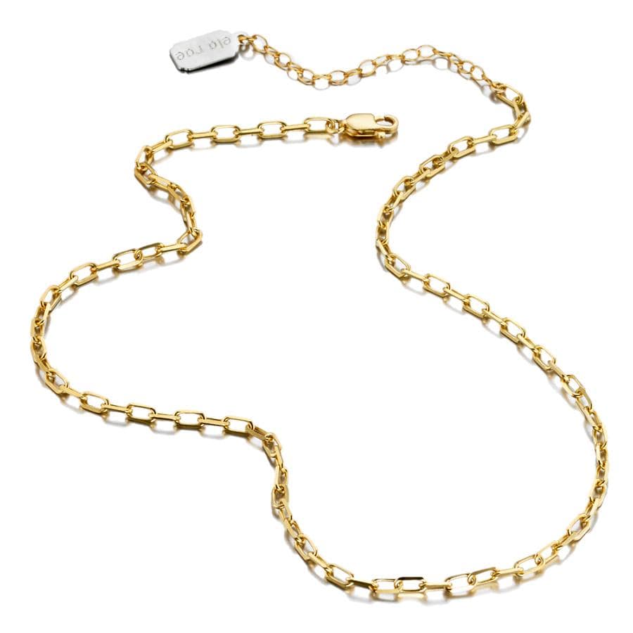 ela rae lina rectangle chain necklace 14k yellow gold plate