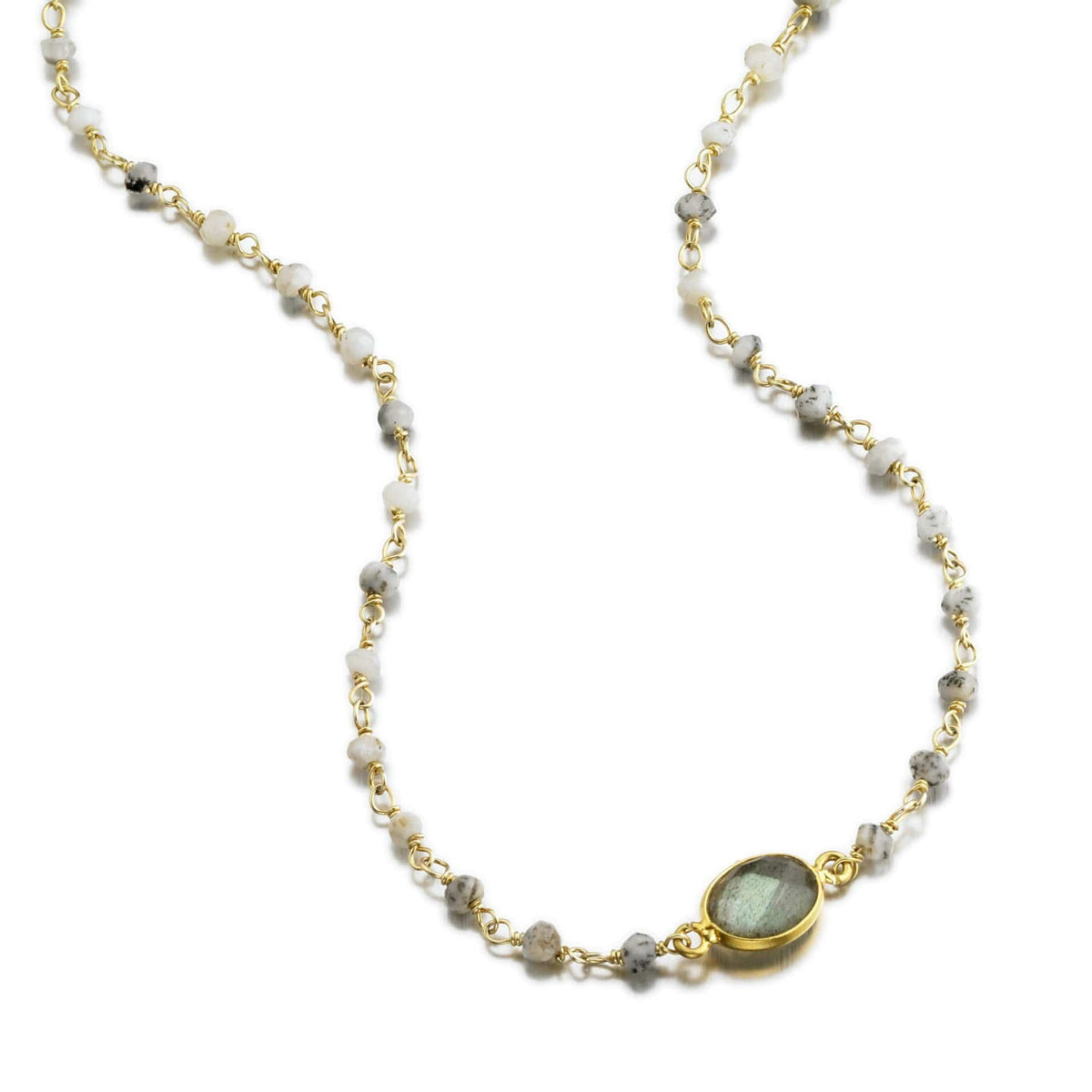 ela rae libi choker necklace dendrite opal labradorite 14k yellow gold plate
