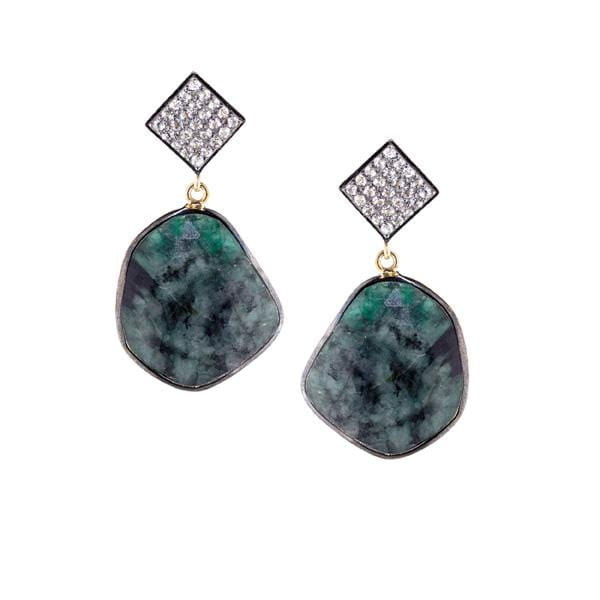 ela rae cora earrings white zircon emerald sterling silver