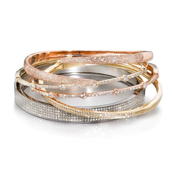 ela rae claudine claw bracelet diamond 14k rose gold sterling silver stacks