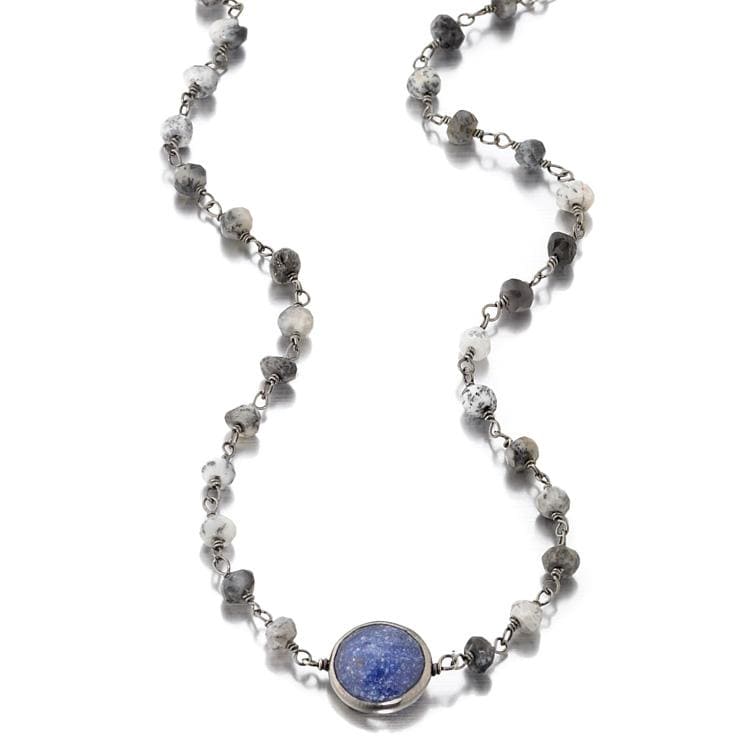 ela rae libi II choker necklace dendrite opal sapphire sterling silver