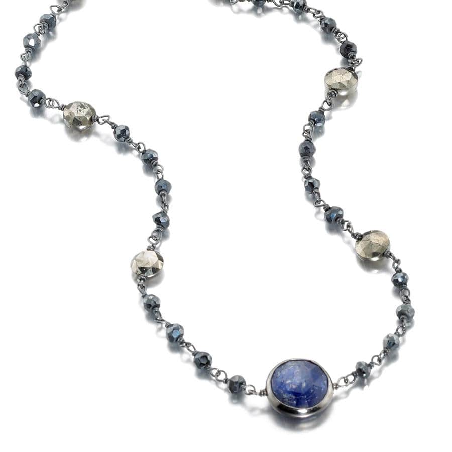 ela rae libi II satellite necklace mystic black spinel pyrite sapphire sterling silver