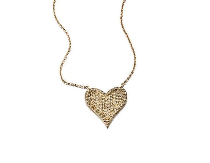 ela rae harley necklace diamond heart 14k yellow gold