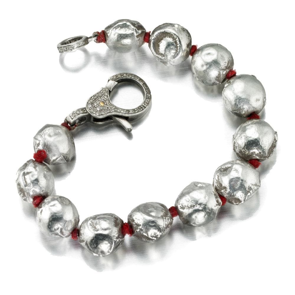 ela rae fallyn balls bracelet diamond clasp sterling silver red silk