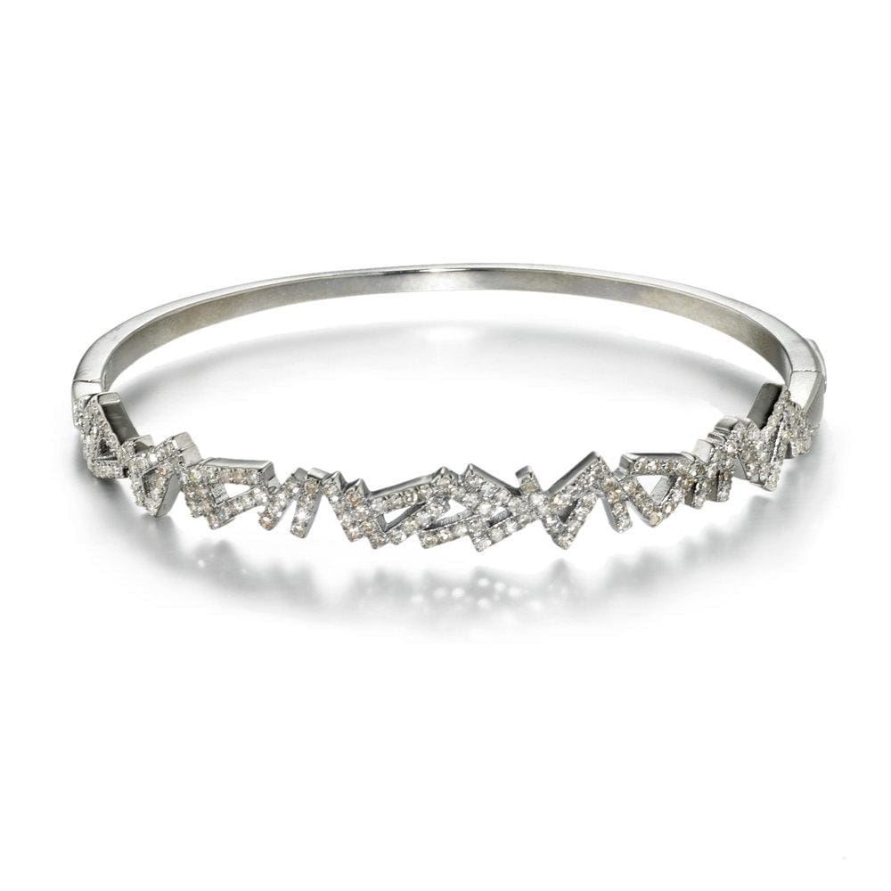 ela rae benji diamond bangle sterling silver