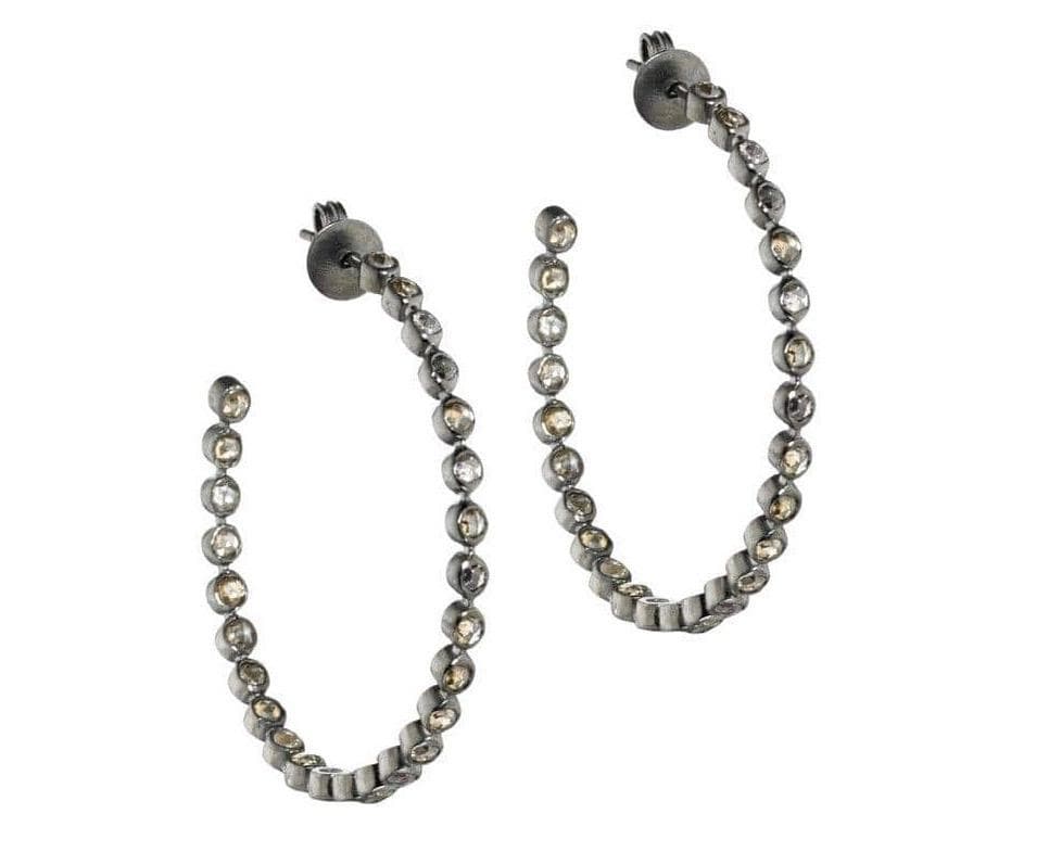 ela rae dina luxe bezel hoops diamond sterling silver