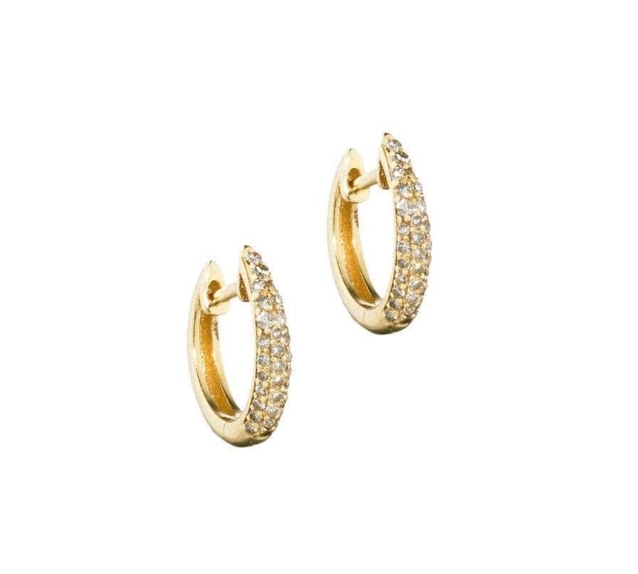 ela rae hanna luxe huggie earrings diamond 14k yellow gold
