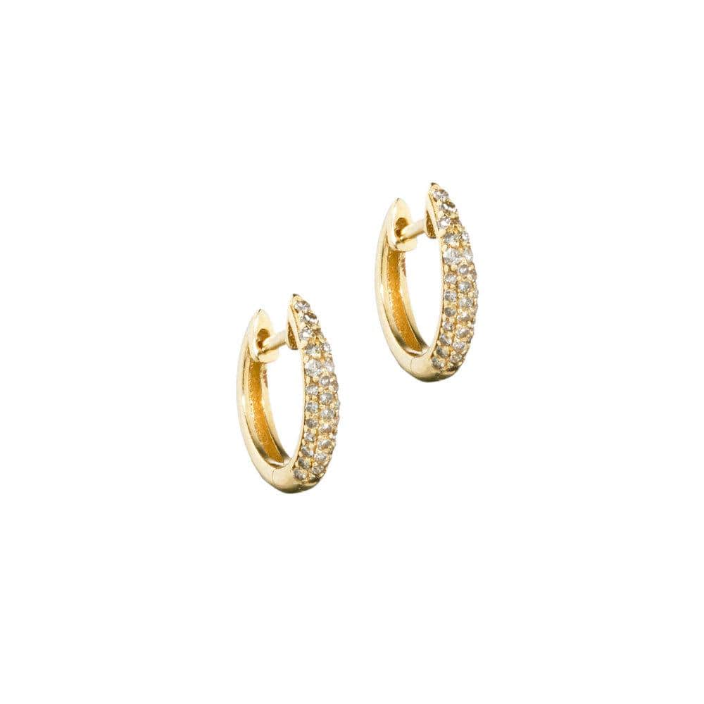 ela rae hanna luxe huggie earrings diamond 14k yellow gold