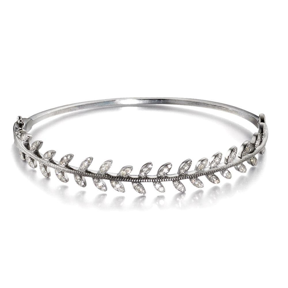 ela rae lela luxe diamond leaf bangle sterling silver