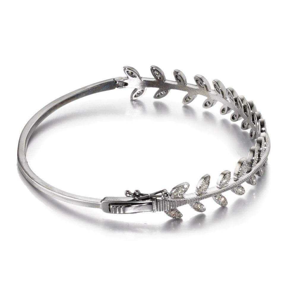 ela rae lela luxe diamond leaf bangle sterling silver