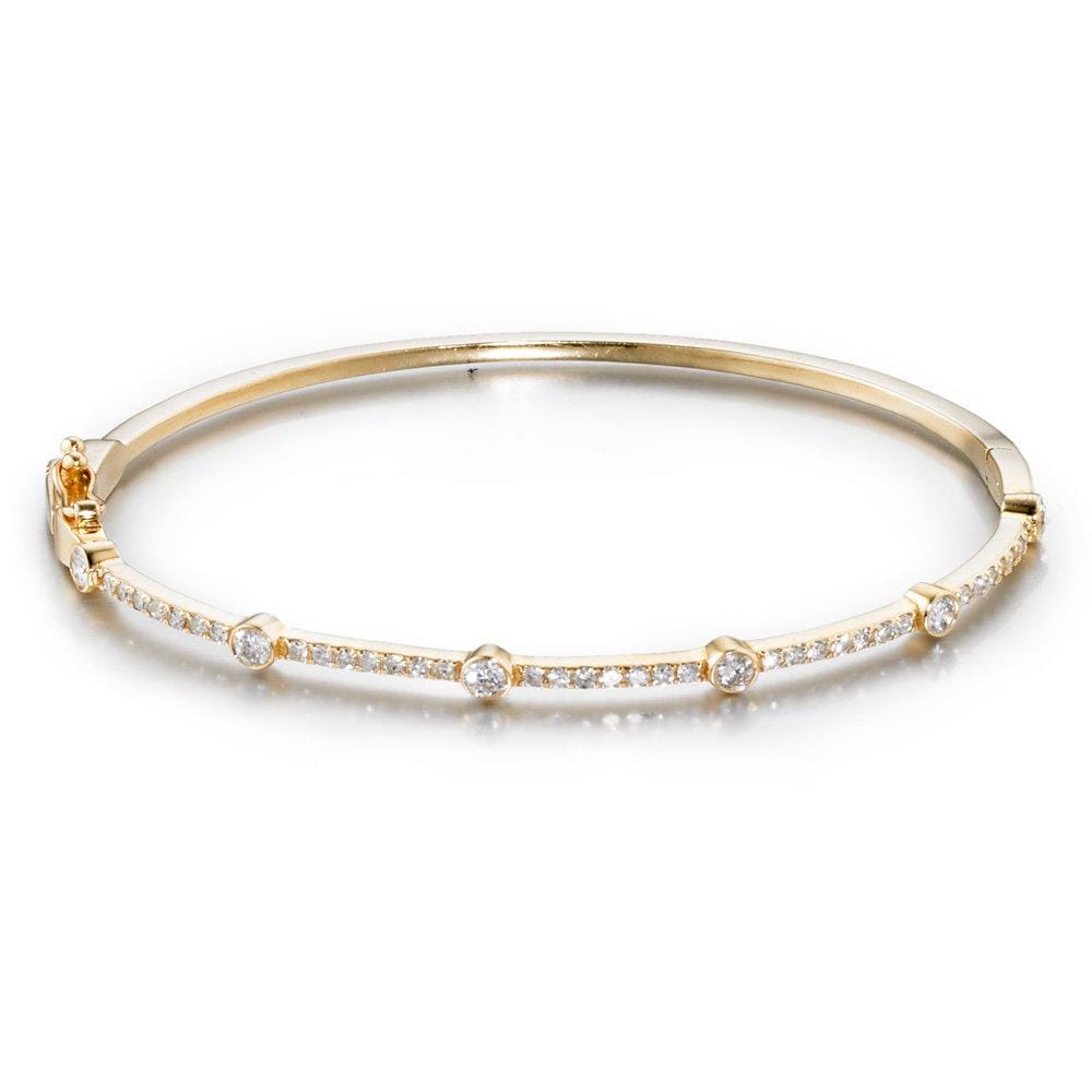 ela rae diana satellite bangle diamond 14k yellow gold