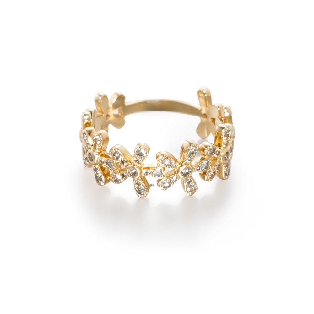ela rae flora ring diamond 14k yellow gold