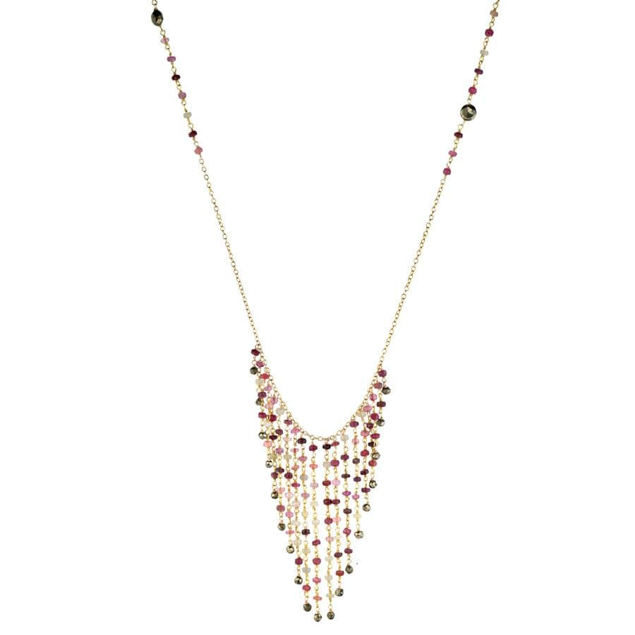 ela rae freda fringe necklace ruby 14k yellow gold plate