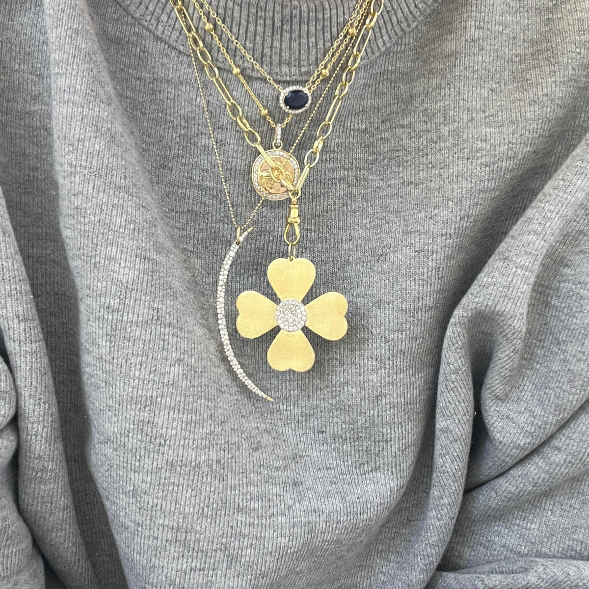 jumbo matte clover charm necklace