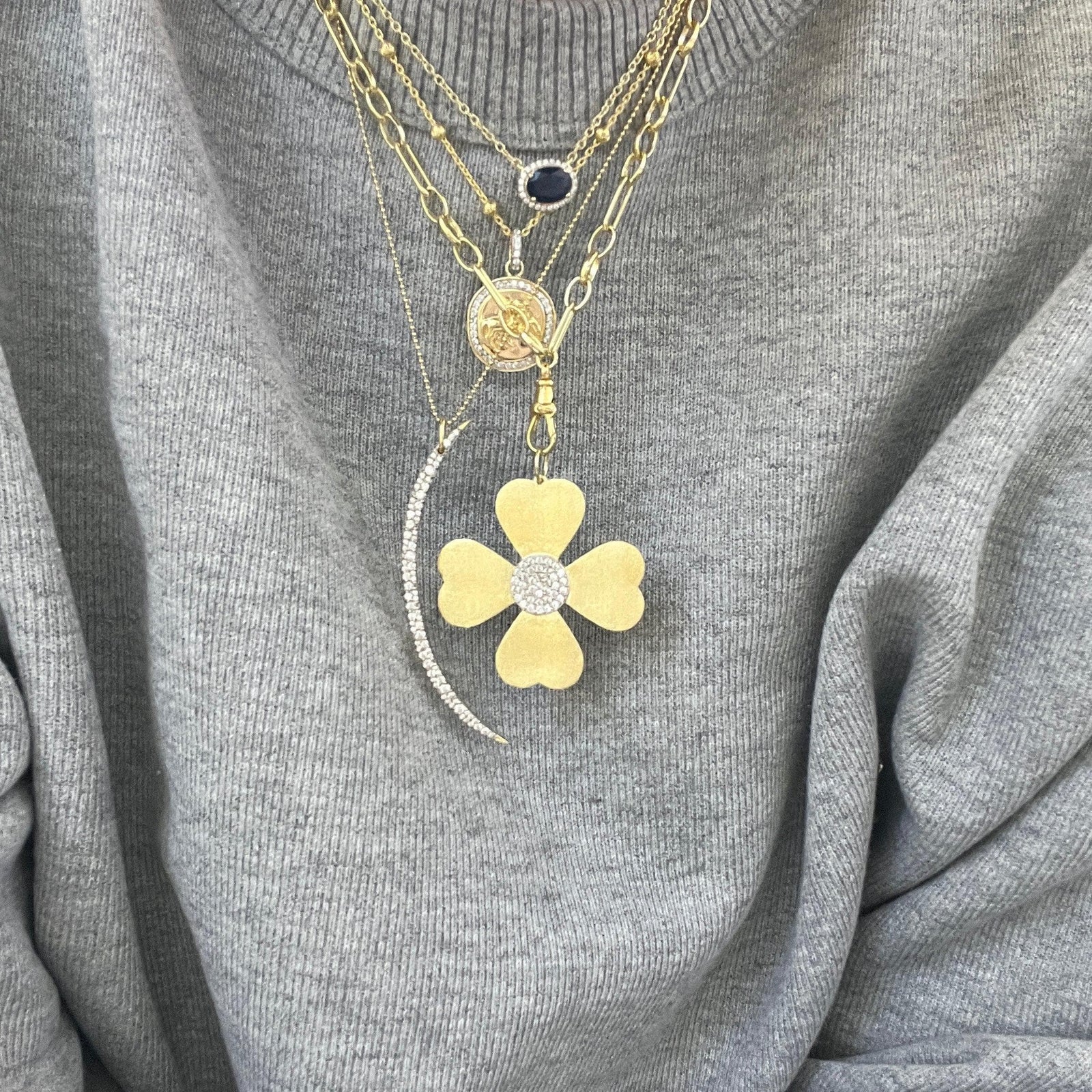 jumbo matte clover charm necklace