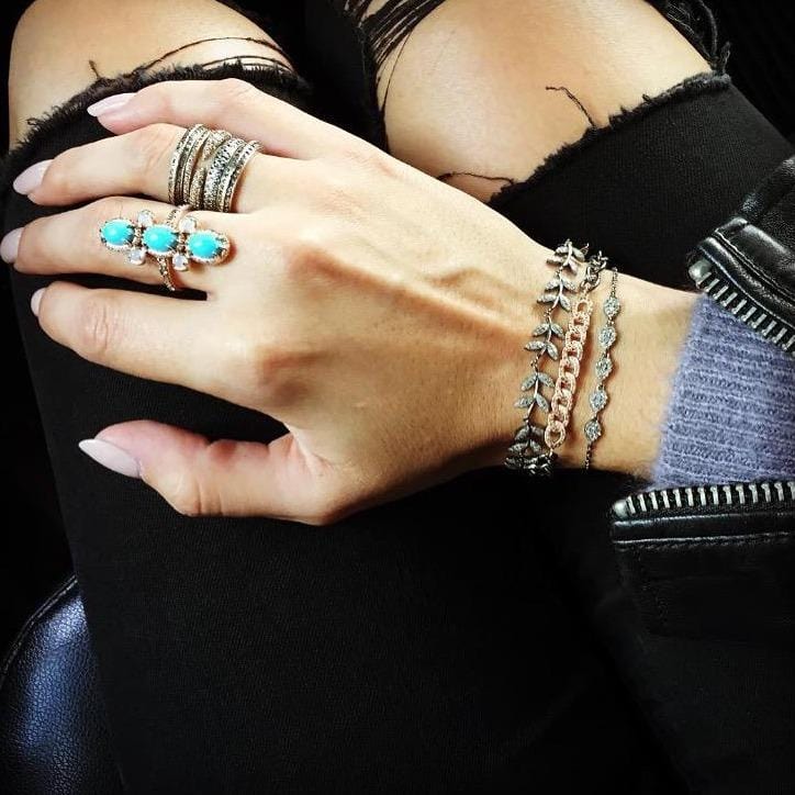 ela rae harlah ring turquoise moonstone diamond 14k rose gold model