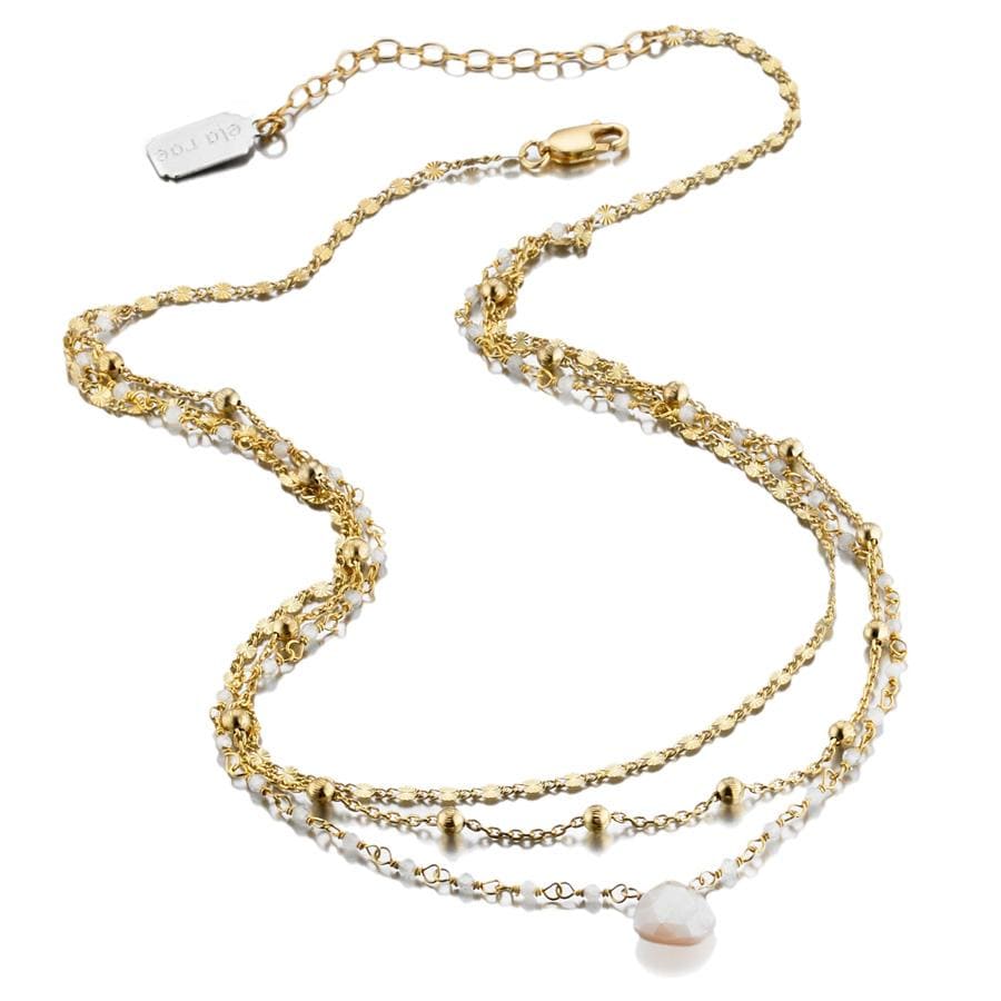 ela rae lina three in one triple layer necklace rainbow moonstone 14k yellow gold plate