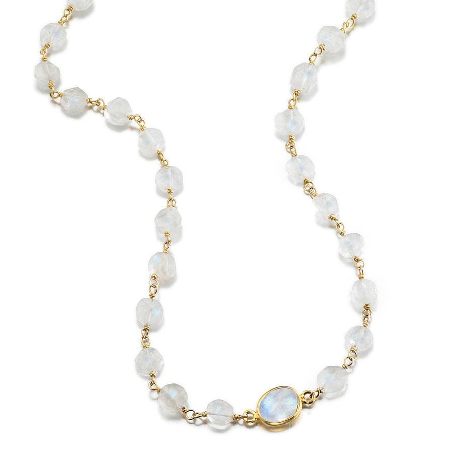 ela rae libi coin necklace rainbow moonstone 14k yellow gold plate