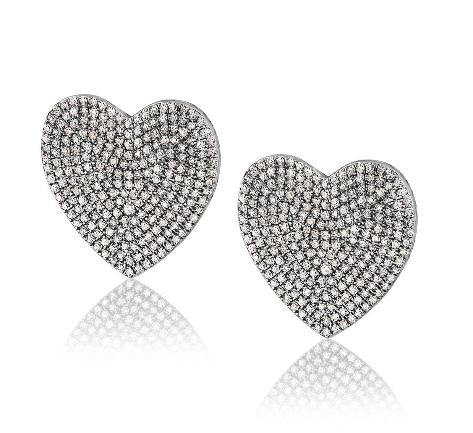 ela rae large diamond pave heart studs sterling silver