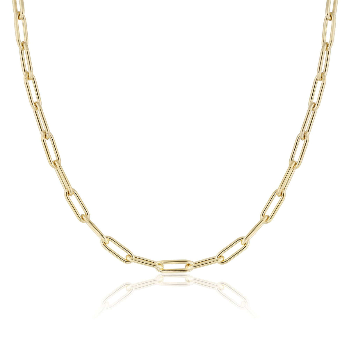 ela rae heavy rectangle chain necklace 14k yellow gold plate
