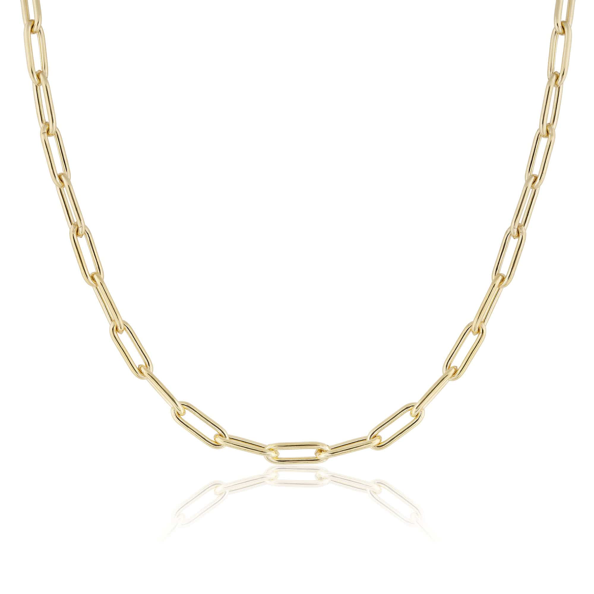 ela rae heavy rectangle chain necklace 14k yellow gold plate