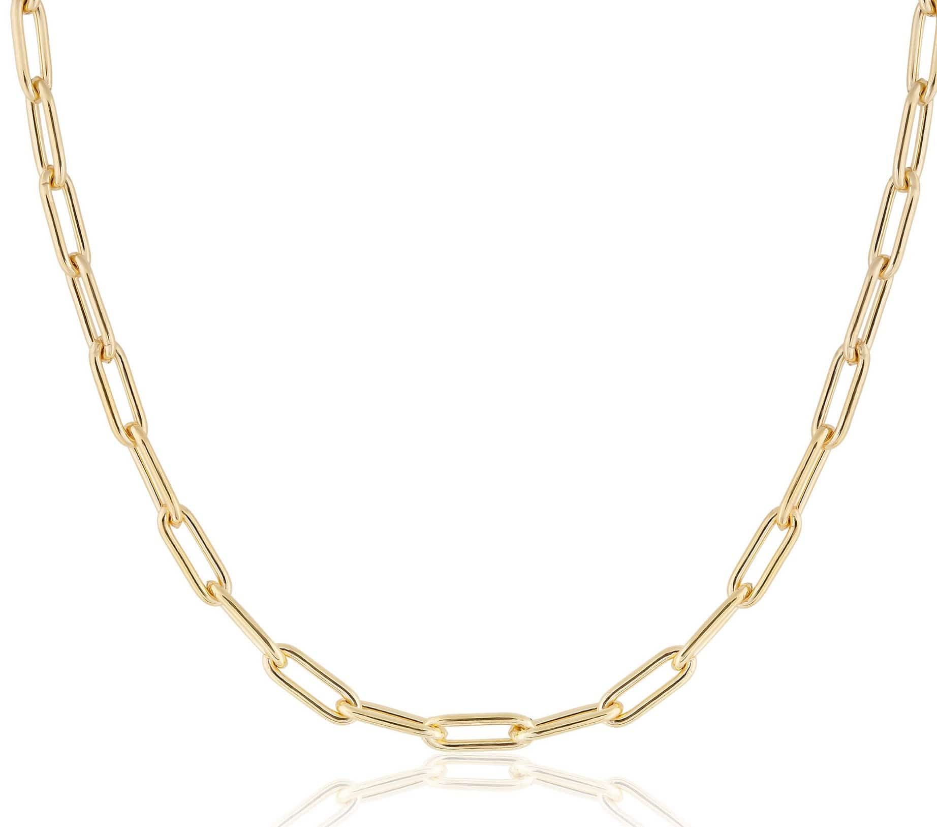 ela rae heavy rectangle chain necklace 14k yellow gold plate