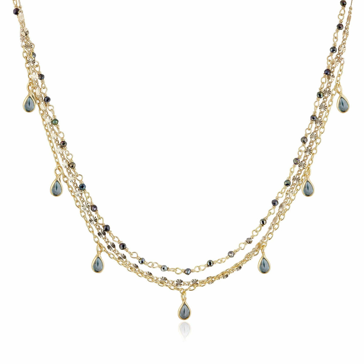 ela rae callie three in one mystic black spinel London blue topaz 14k yellow gold plate