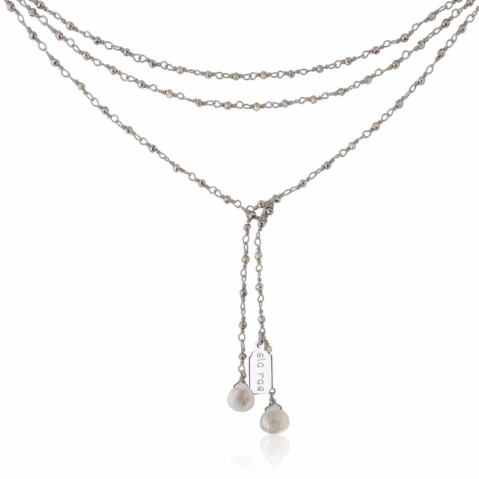 ela rae diana 2mm lariat pyrite 14k yellow gold plate