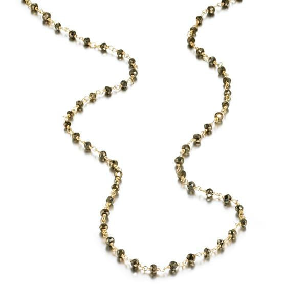 ela rae diana rondelle necklace pyrite 14k yellow gold plate