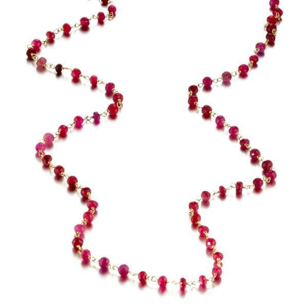 ela rae diana rondelle necklace ruby 14k yellow gold plate