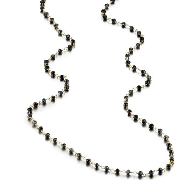 ela rae diana rondelle necklace mystic black spinel 14k yellow gold plate