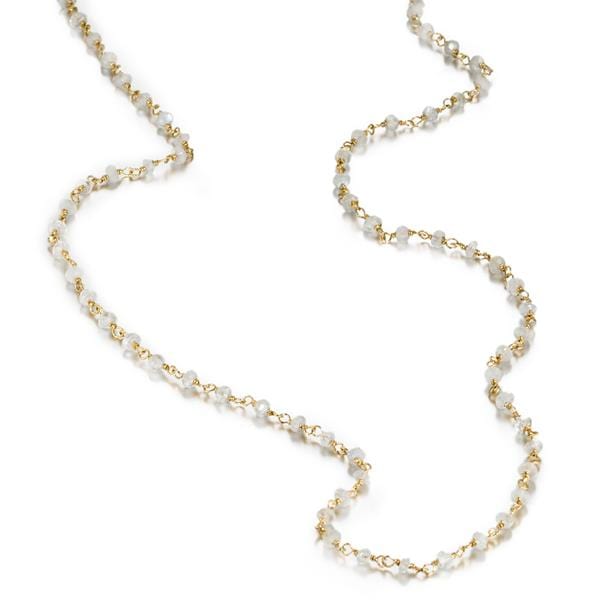ela rae diana rondelle necklace rainbow moonstone 14k yellow gold plate