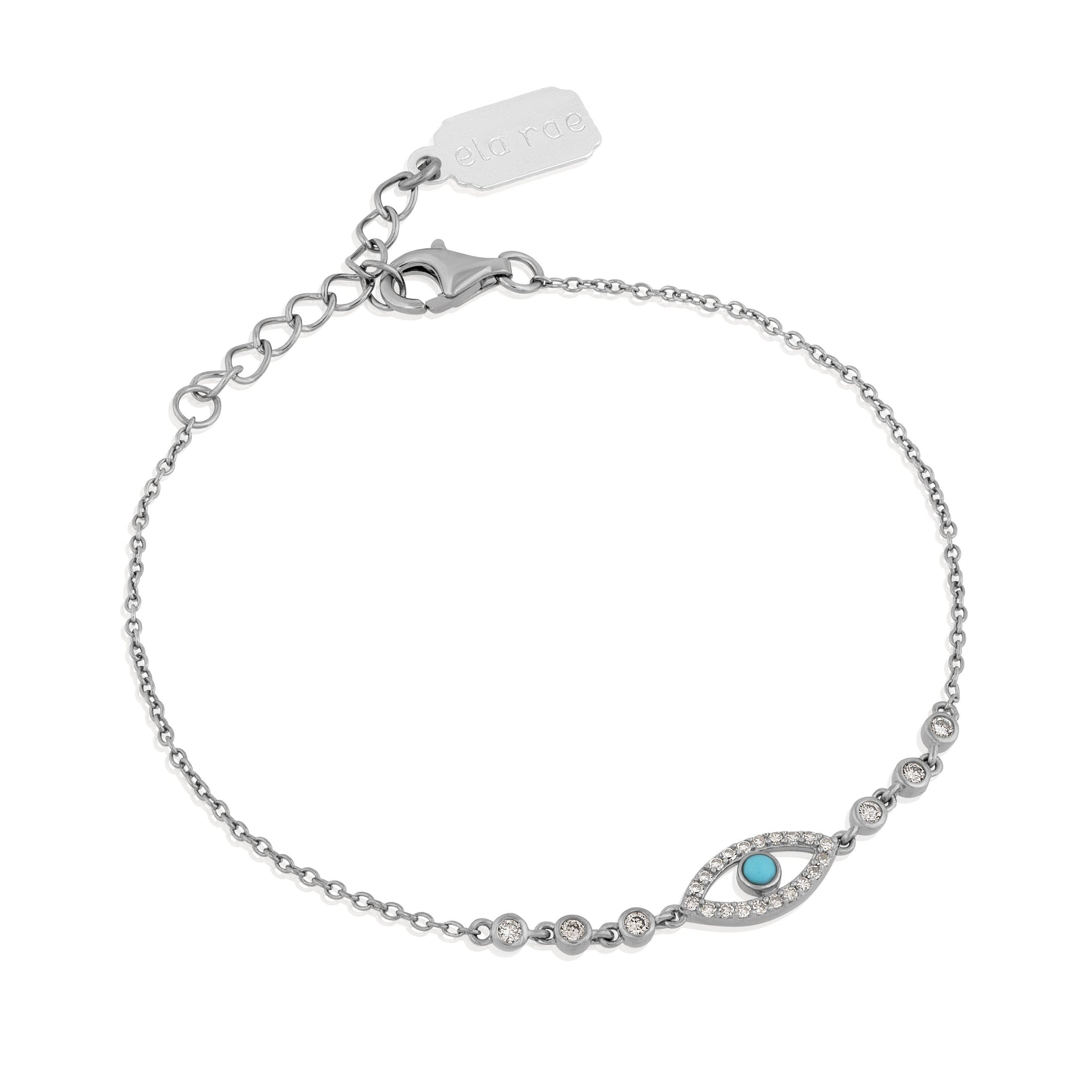 mini turquoise & diamond evil eye bracelet