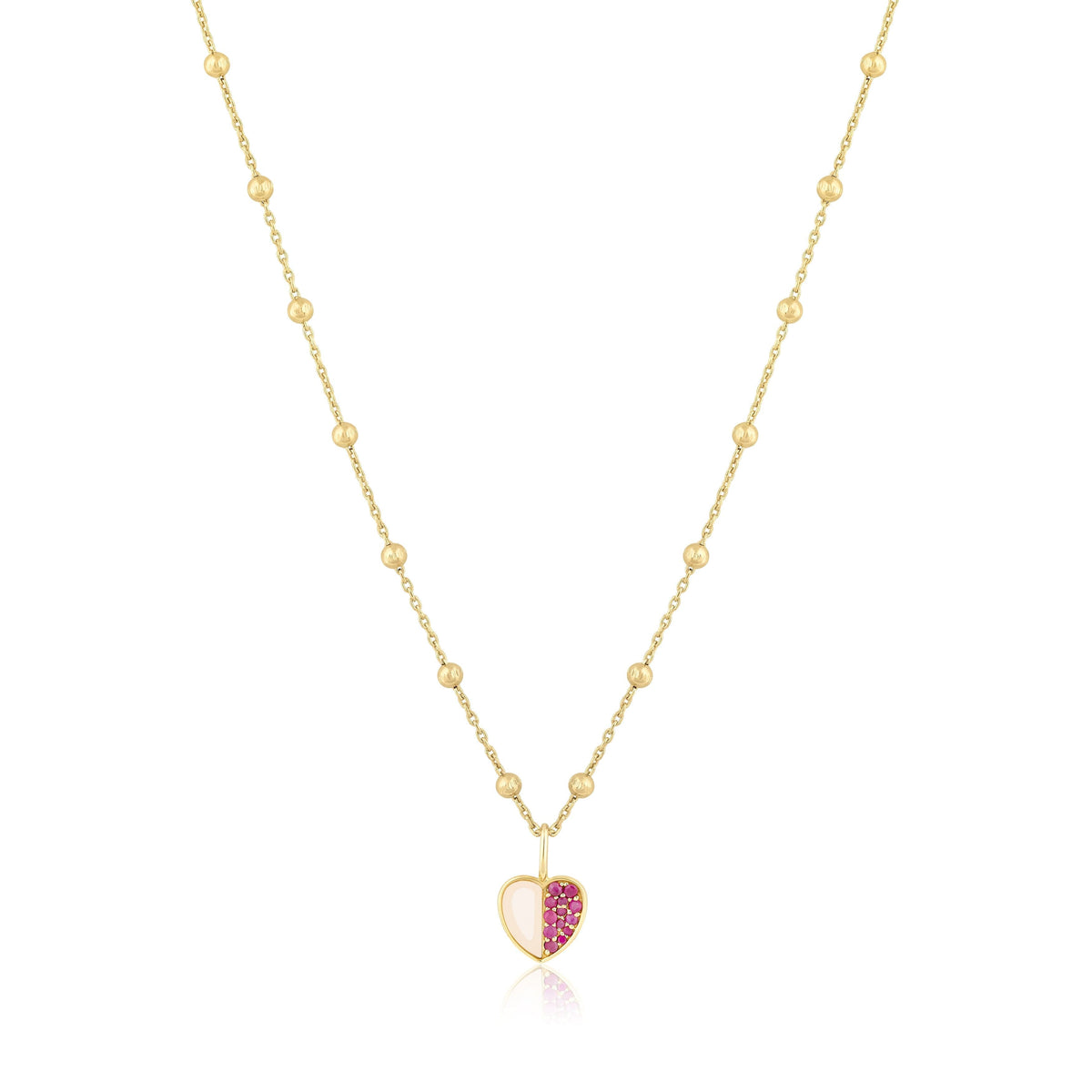 half &amp; half stone heart charm necklace