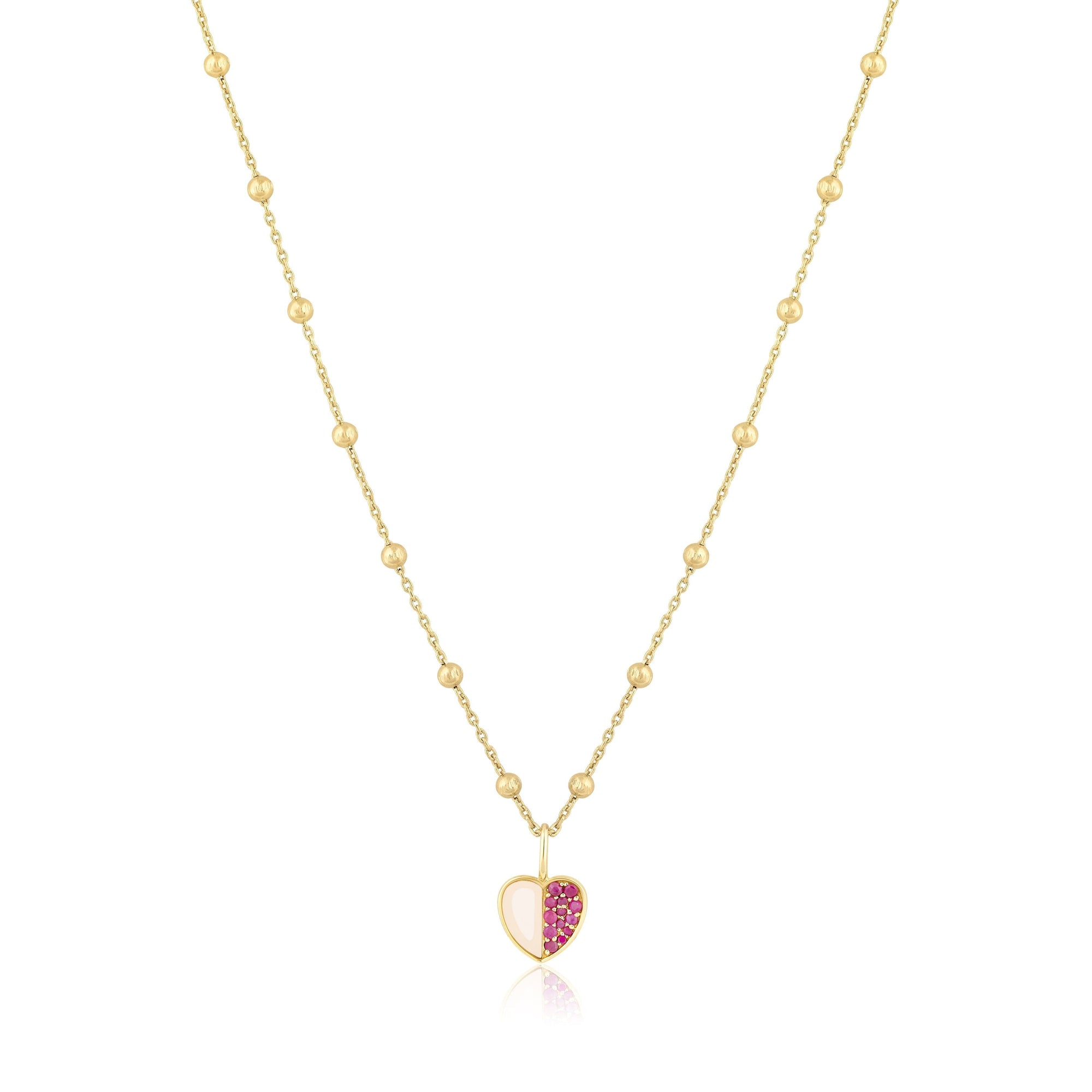 half & half stone heart charm necklace