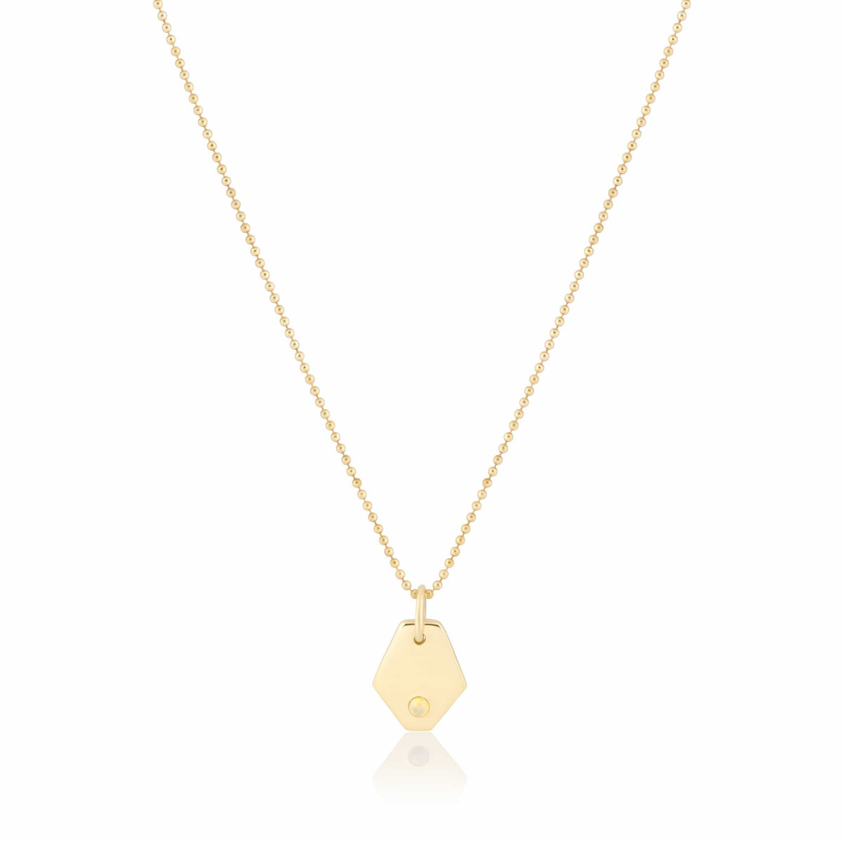 Opal Birthstone Mini Tag Necklace