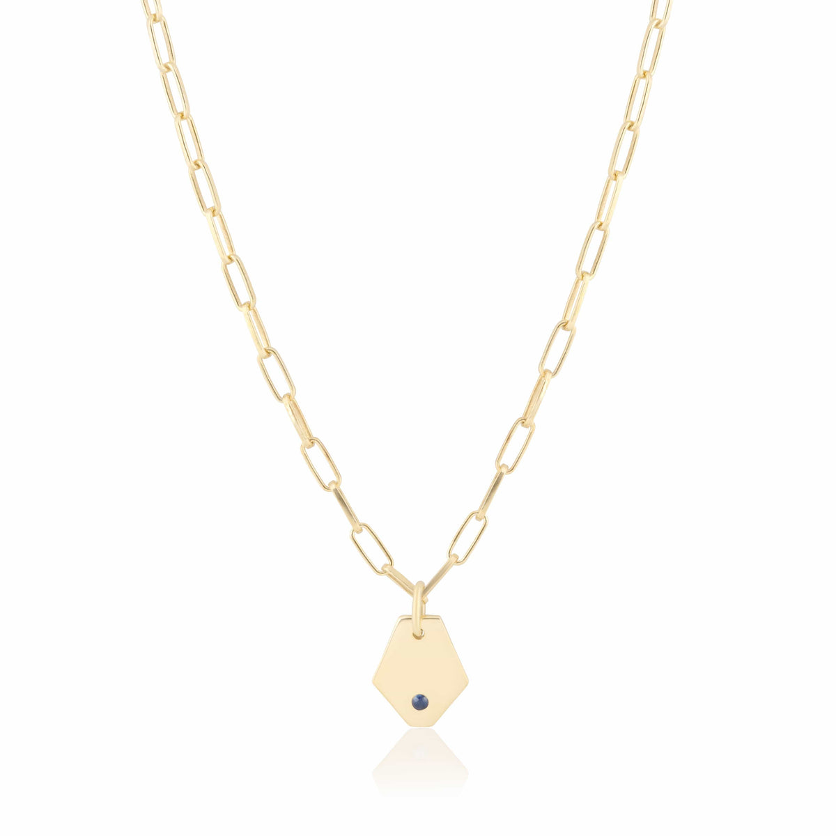 Sapphire September Mini Tag Necklace