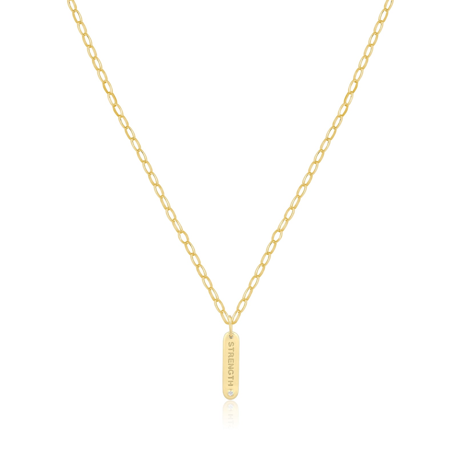 strength bar charm necklace