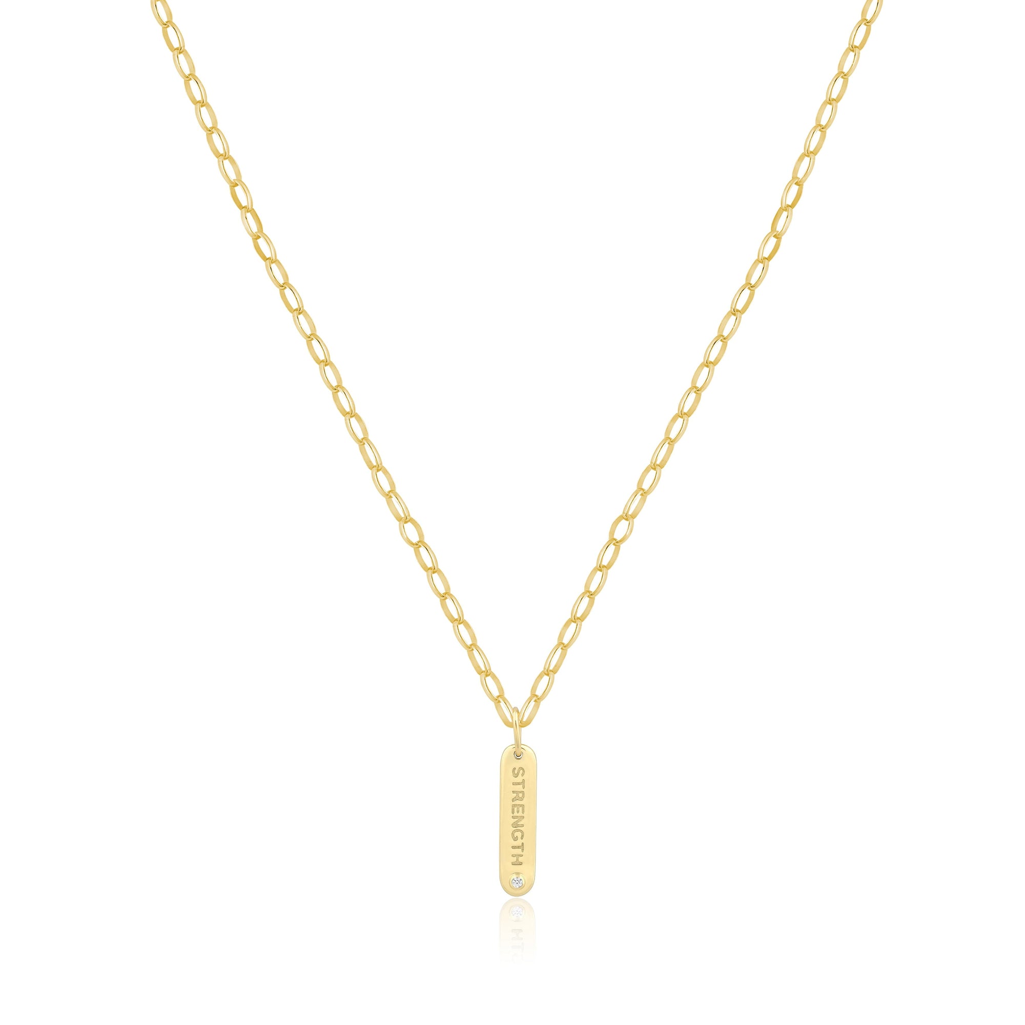 strength bar charm necklace