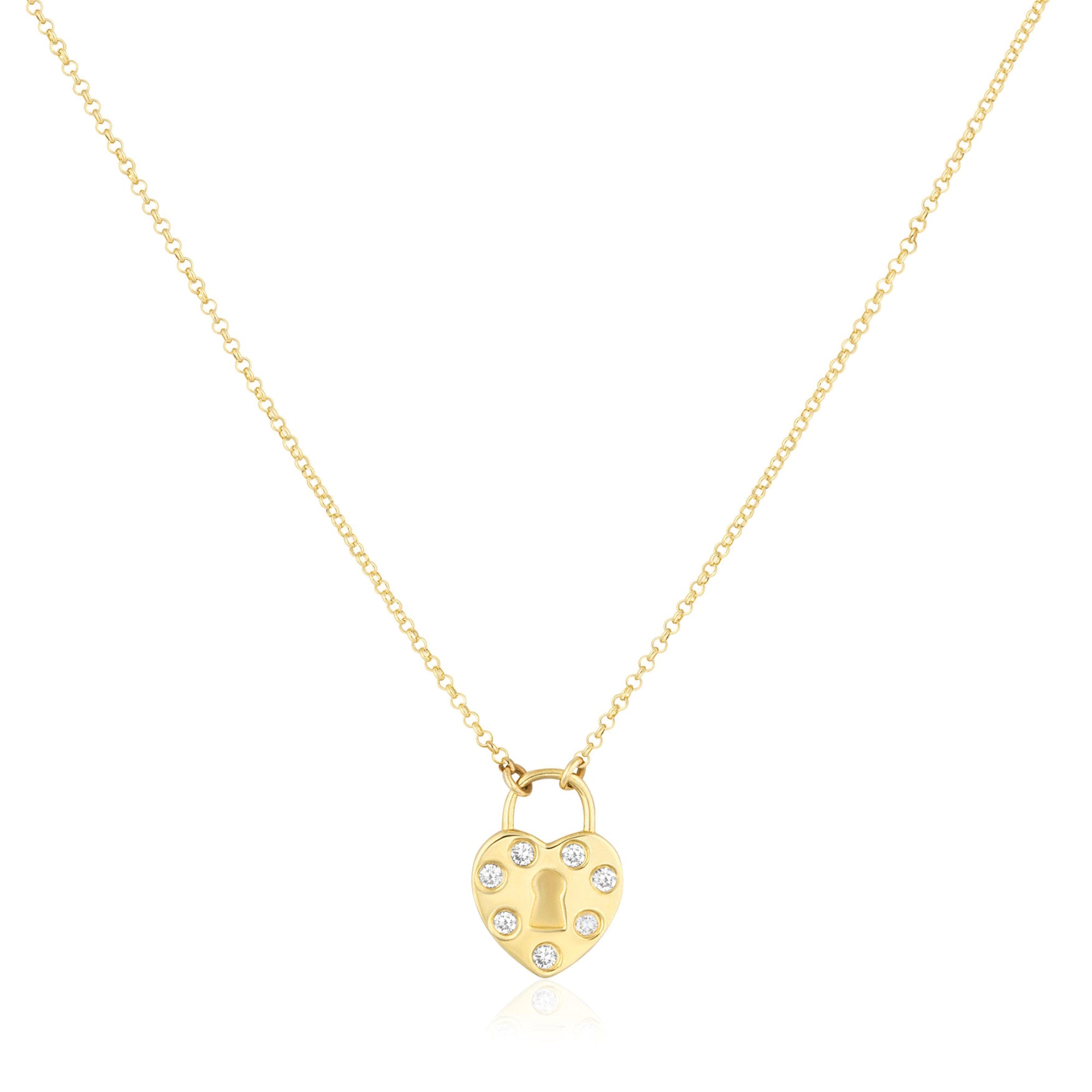 diamond heart lock necklace