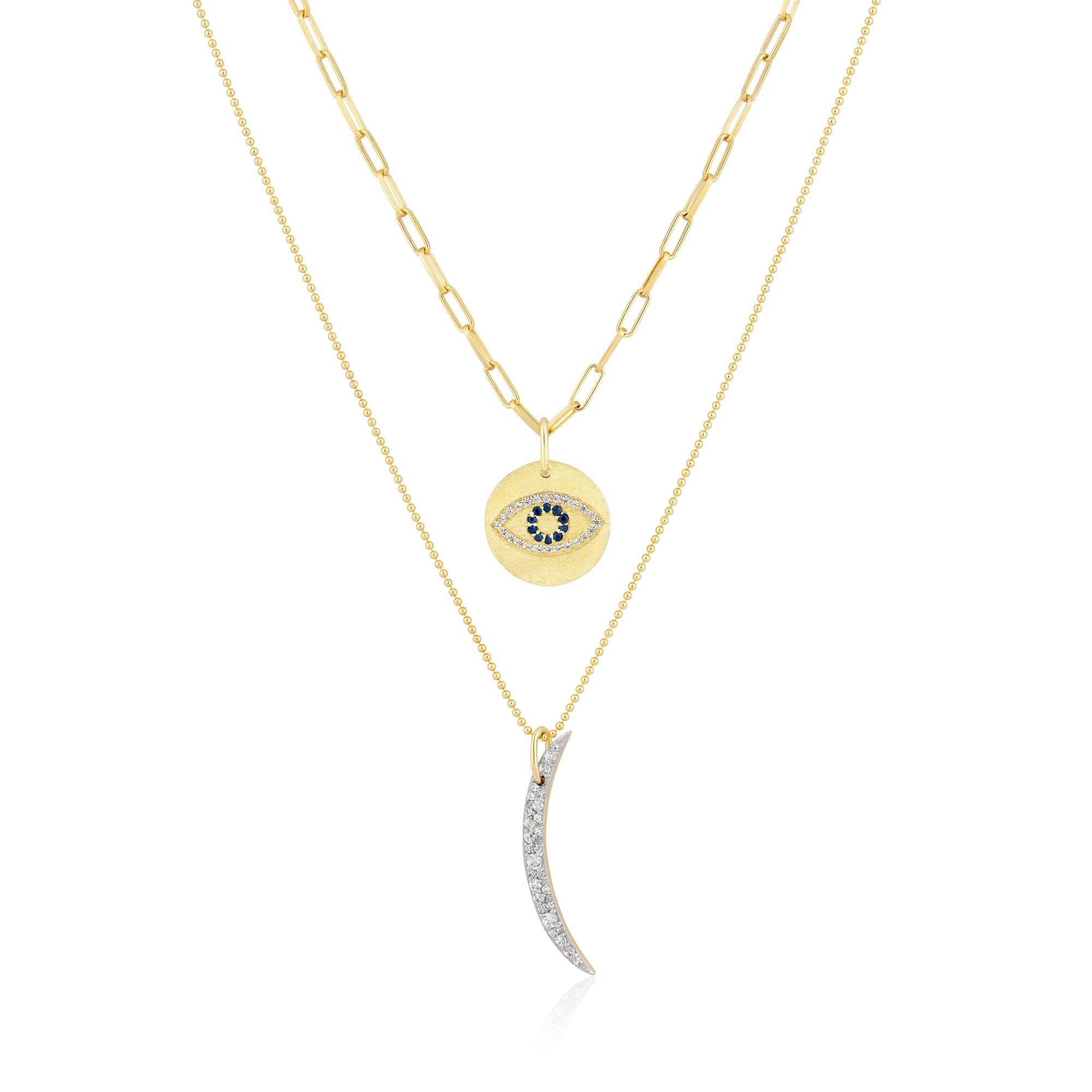 double layer | evil eye disc & moon sliver