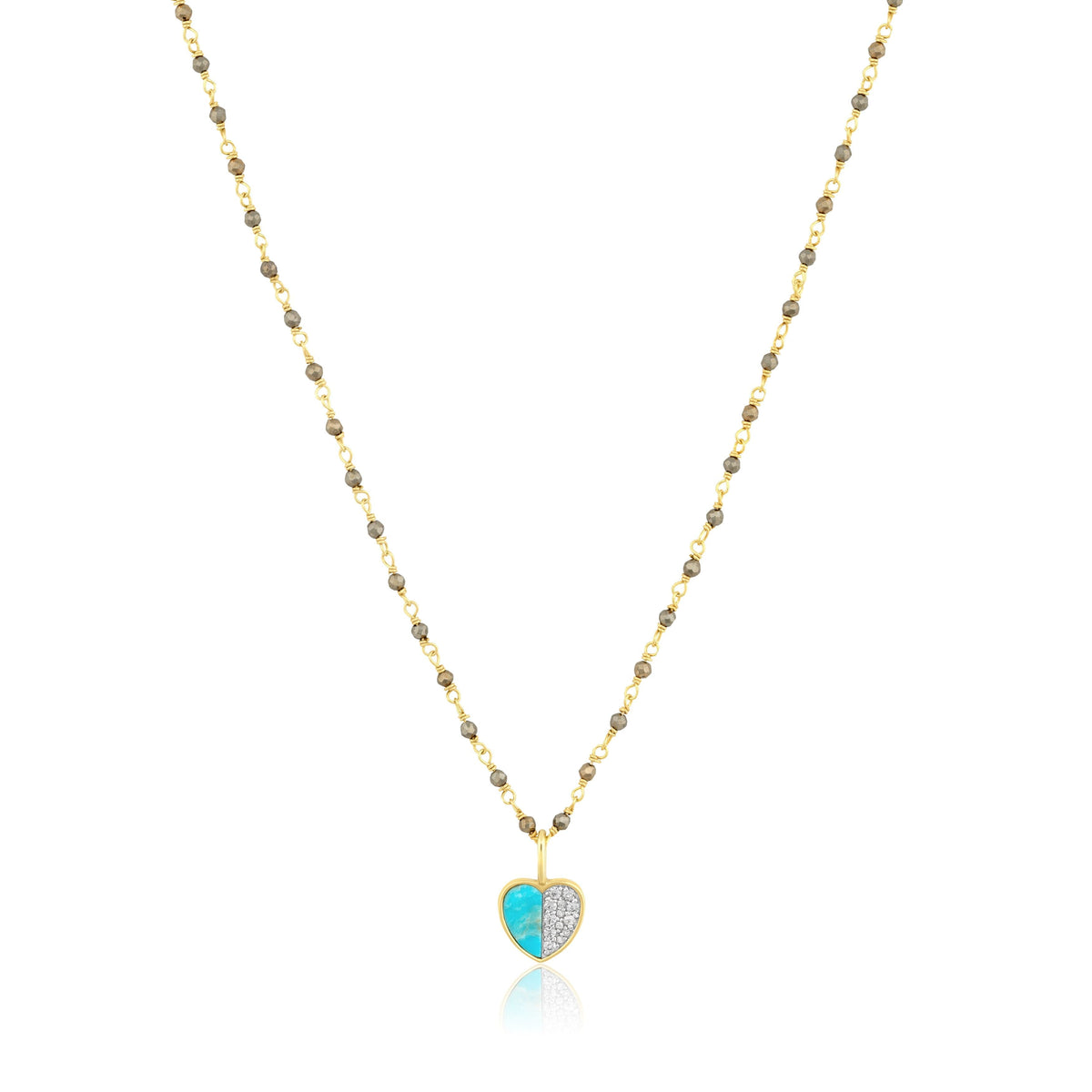 half &amp; half stone heart charm necklace