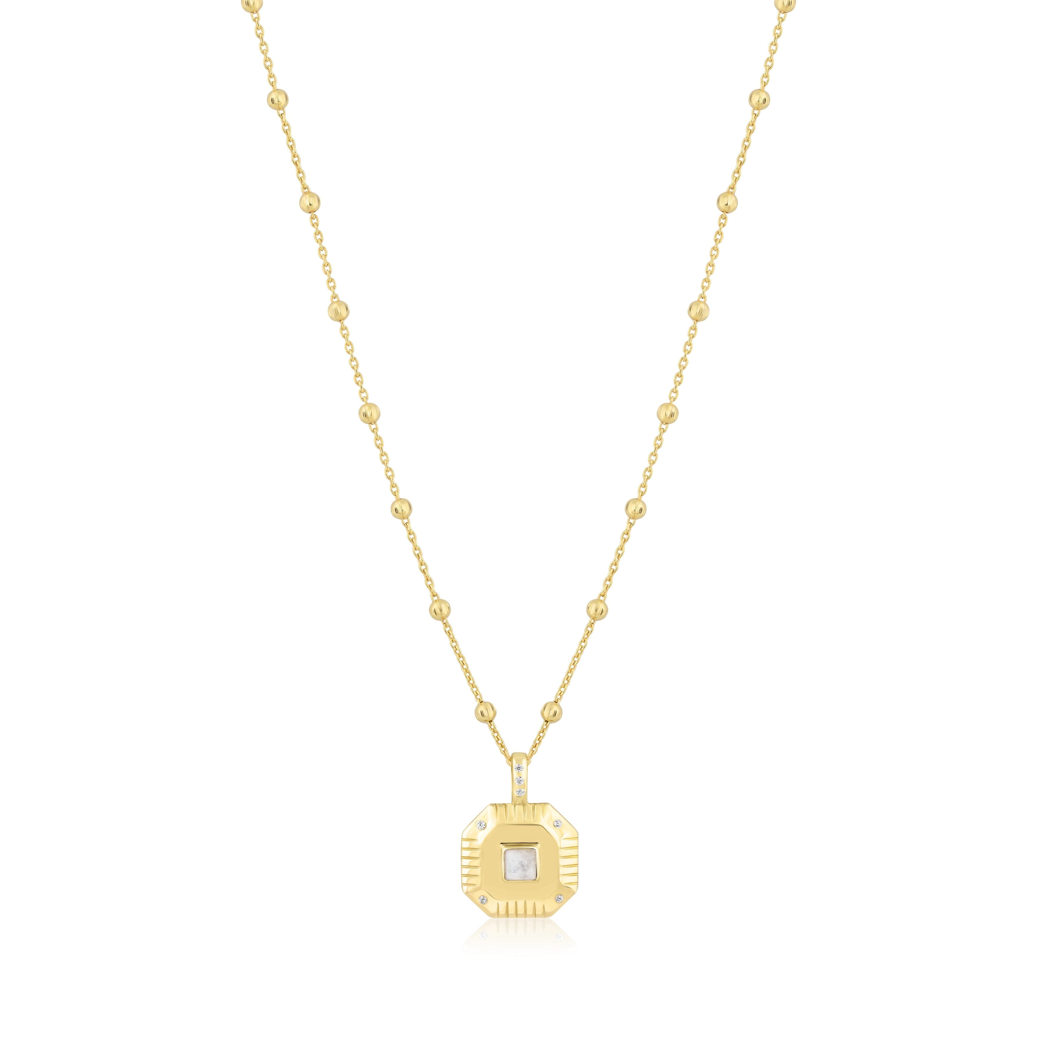 14K Yellow Gold Octagon Charm Necklace