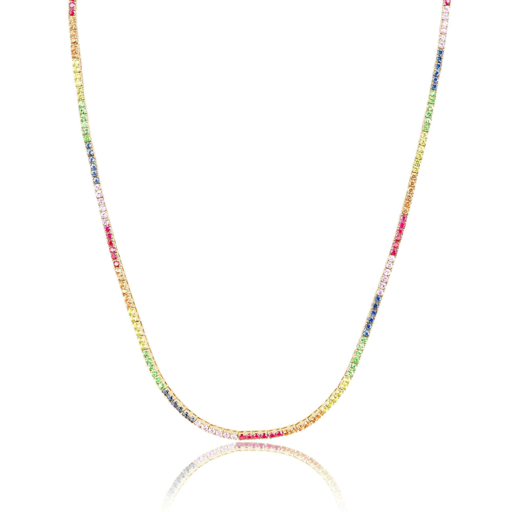 multi sapphire tennis necklace